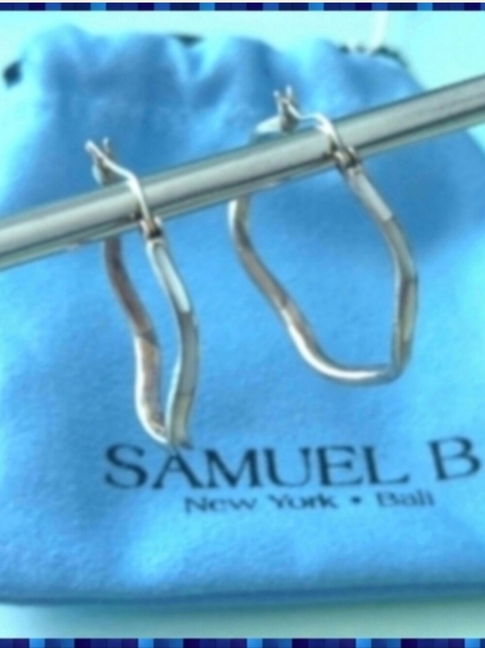 Wave Hoops Samuel B. Sterling Silver Wavy Hoop Earrings in Aqua Pouch